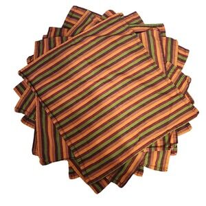 Crate & Barrel Bamboo Satillo Stripe Cloth Napkins Set of 8 Brown Orange 21in